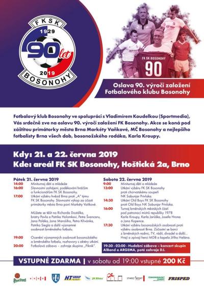 Plakát na koncert Brno - Bosonohy 22. 6. 2019