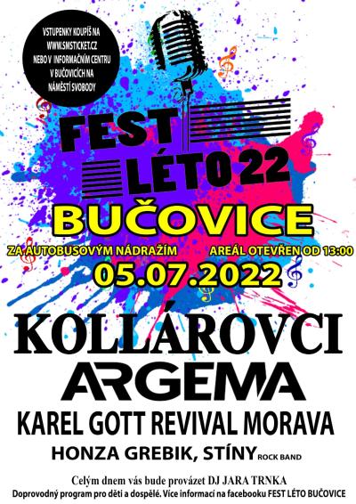 Plakát na koncert Bučovice 5. 7. 2022