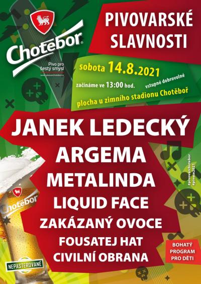 Plakát na koncert Chotěboř 14. 8. 2021