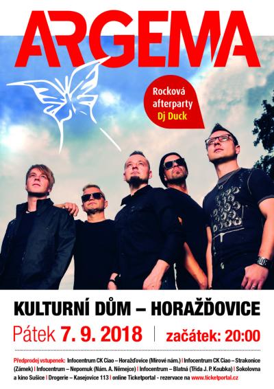 Plakát na koncert Horaždovice 7. 9. 2018