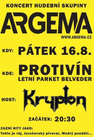 Plakát na koncert Protivín 16. 8. 2019