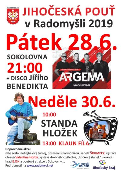 Plakát na koncert Radomyšl 28. 6. 2019