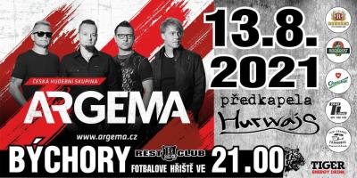 Plakát na koncert Býchory u Kolína 13. 8. 2021