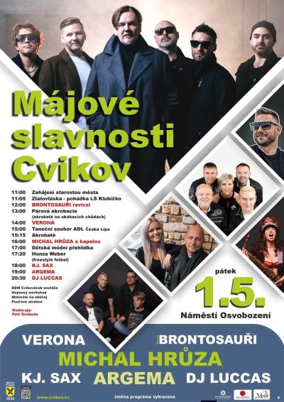 Plakát na koncert Cvikov 1. 5. 2026