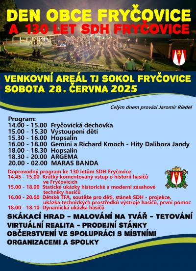 Plakát na koncert Fryčovice 28. 6. 2025