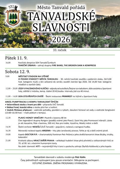 Plakát na koncert Tanvald 12. 9. 2026