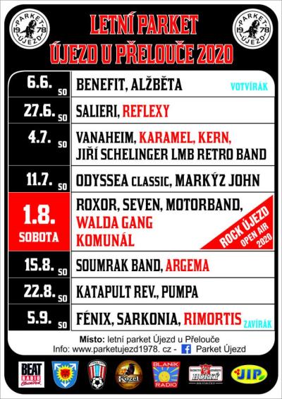 Plakát na koncert Újezd u Přelouče 15. 8. 2020